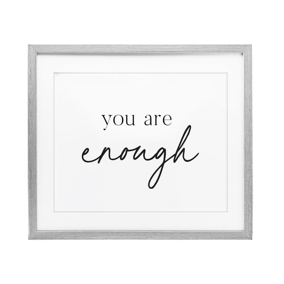 Stupell Industries Coastal You Are Enough Sentiment Gray Framed Print Under Glass, 16 x 13, by Lettered and Lined