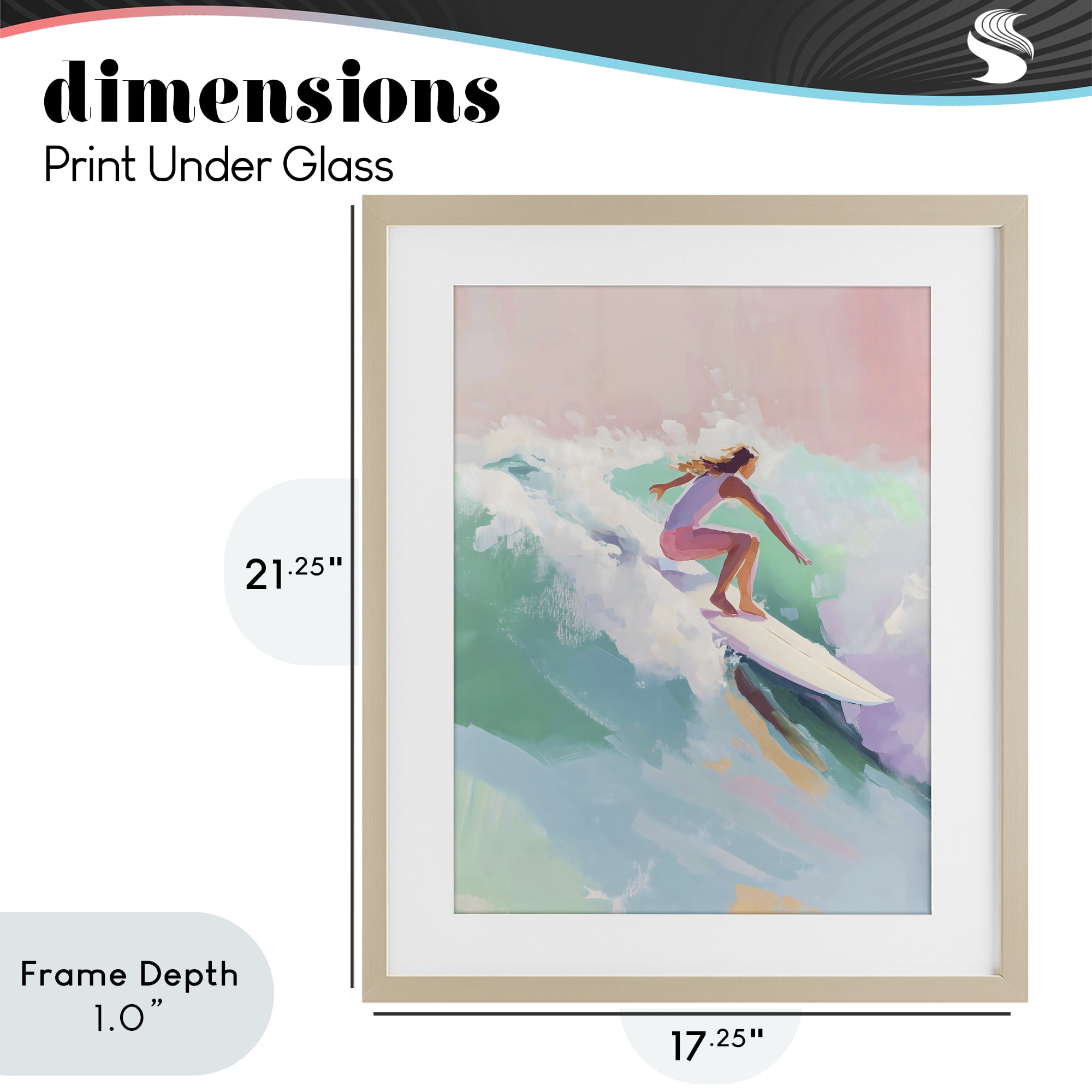 Stupell Industries Surfer Girl Riding Waves Birch Framed Print Under Glass, design by The Prints Vibe