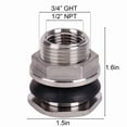 thumbnail image 4 of PURELY- Ss304 Stainless Steel Bulkhead Fitting 1/2" Npt Female 3/4" Ght Male Garden Hose, 4 of 6