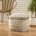 thumbnail image 2 of Noble House Lorelei Boho Wool and Cotton Ottoman Pouf, Gray and White, 2 of 7