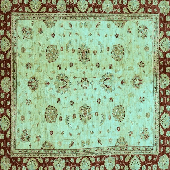 Ahgly Company Indoor Square Oriental Light Blue Traditional Area Rugs, 6' Square