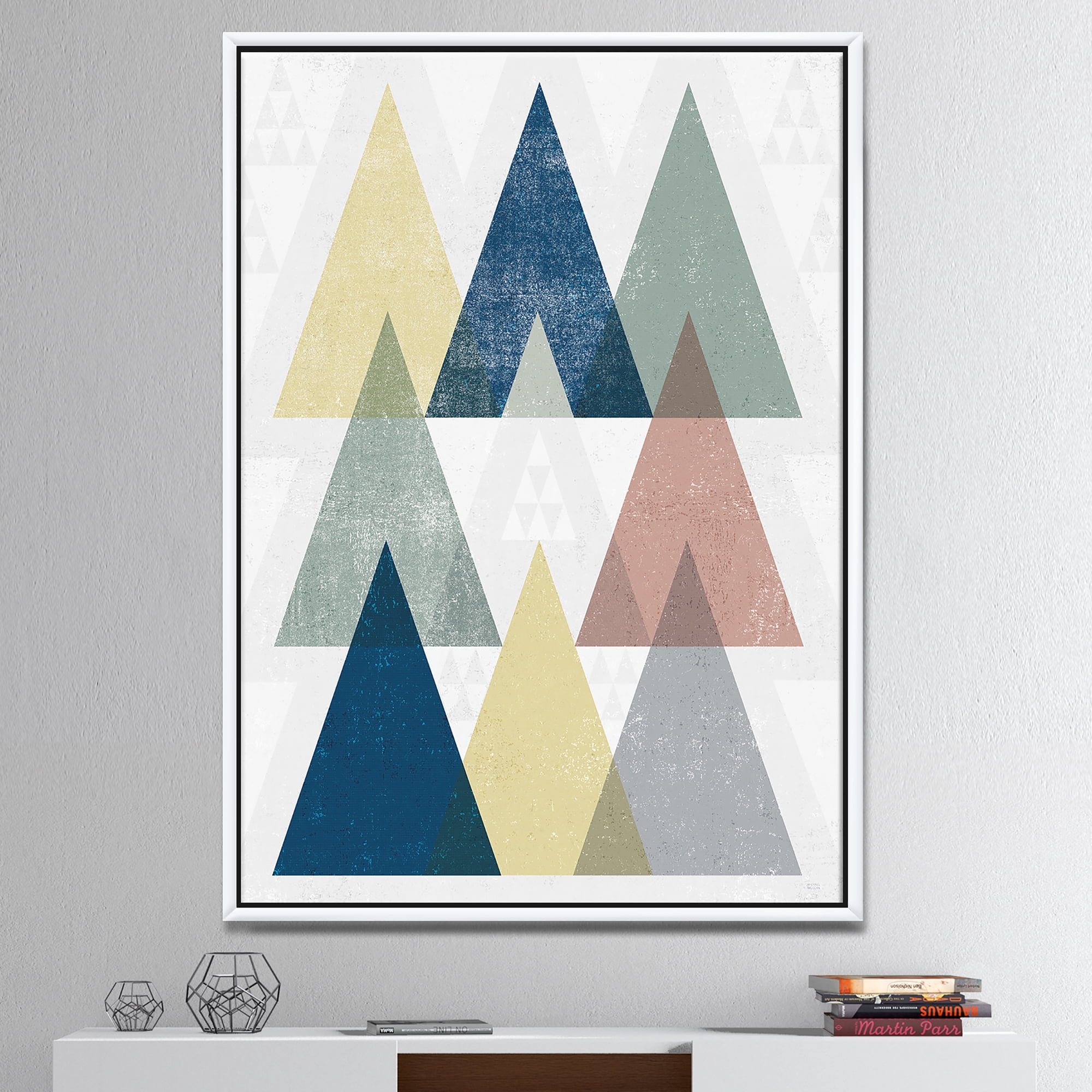 Designart ' Geometrical Composition Triangles II ' Modern & Transitional Framed Canvas