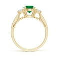 thumbnail image 2 of ANGARA Natural Classic Prong Set Round Emerald and Diamond Three Stone Ring in 14K Yellow Gold for Women (Size-6mm) | May Birthstone, Anniversary, Jewelry Gift for Women | Natural Emerald Ring, 2 of 8