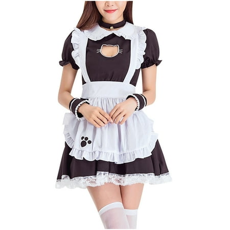 

Inkach Women Maid Cosplay Animation Show Restaurant Cute Work Crossdress Outfit Dress
