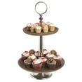 thumbnail image 2 of HUBERT® Countertop Display Stand 2 Tier Wood and Nickel Plated - 14 7/10"Dia x 21 5/8"H, 2 of 6