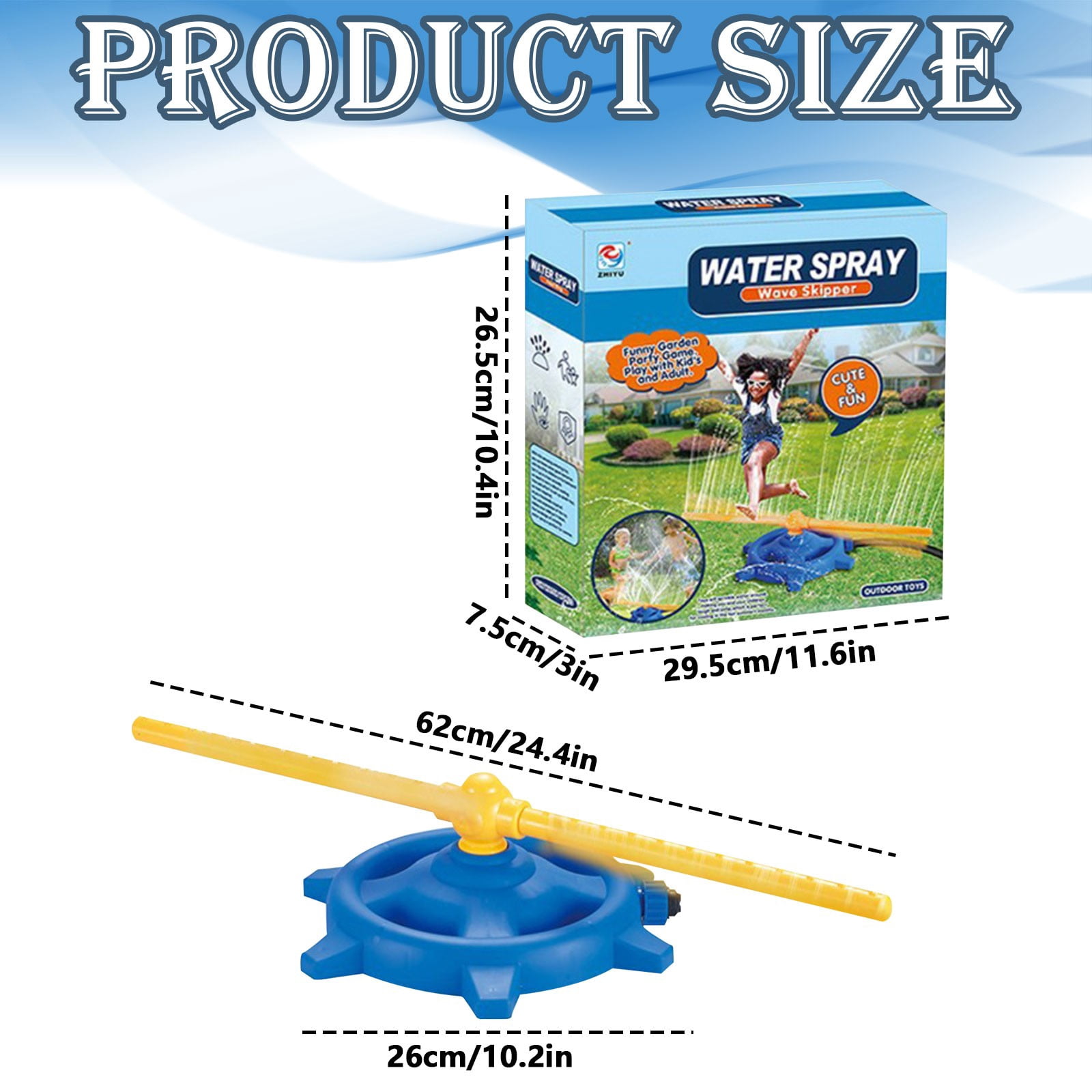 RUIG 59" Windmill Water Sprinkler for Kids Summer Toys, 360° Spinning Splash Water Toy, Outdoor Backyard Games Summer Fun for Boys Girls Dogs & Garden Watering