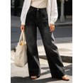 thumbnail image 3 of High Waist Women Wide Leg Long Jeans Casual Denim Pants with Pocket, 3 of 6