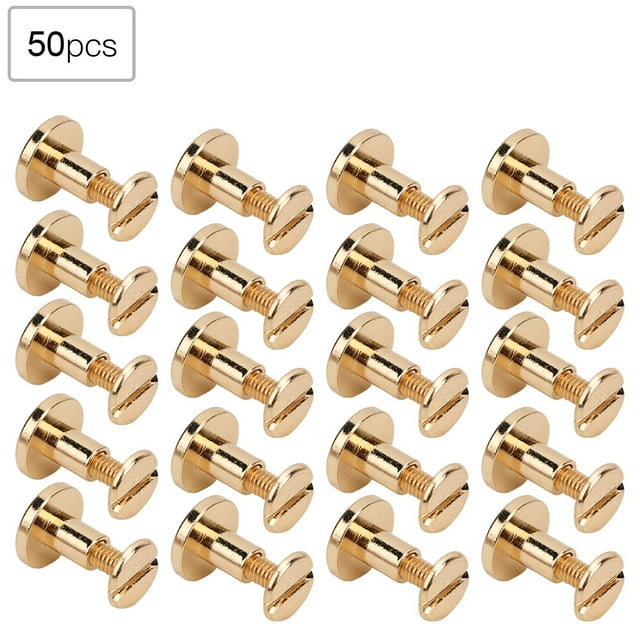 Rivet Kit 50 Set 8mm Pure Copper Flat Head Rivets Leather Strap Screws Kit For Notebook Binding