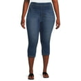 Terra & Sky Women's Plus Size High Rise Pull On Capri Jeggings, 2Pack