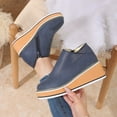 thumbnail image 5 of Dakaela Women's Chelsea Wedge Boots Side Zipper Platform Fall Booties Comfortable Business Office Slip on Work Shoes Navy 5.5, 5 of 7