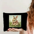 thumbnail image 4 of FCXZI Bunny Gift  Rabbit Makeup Bag Cute Small Makeup Organizer Bag Travel Toiletry Zipper Pouch Easter Bunny Gift Cartoon Rabbit Cosmetic Bag for Women Girls Friends Black, 4 of 6