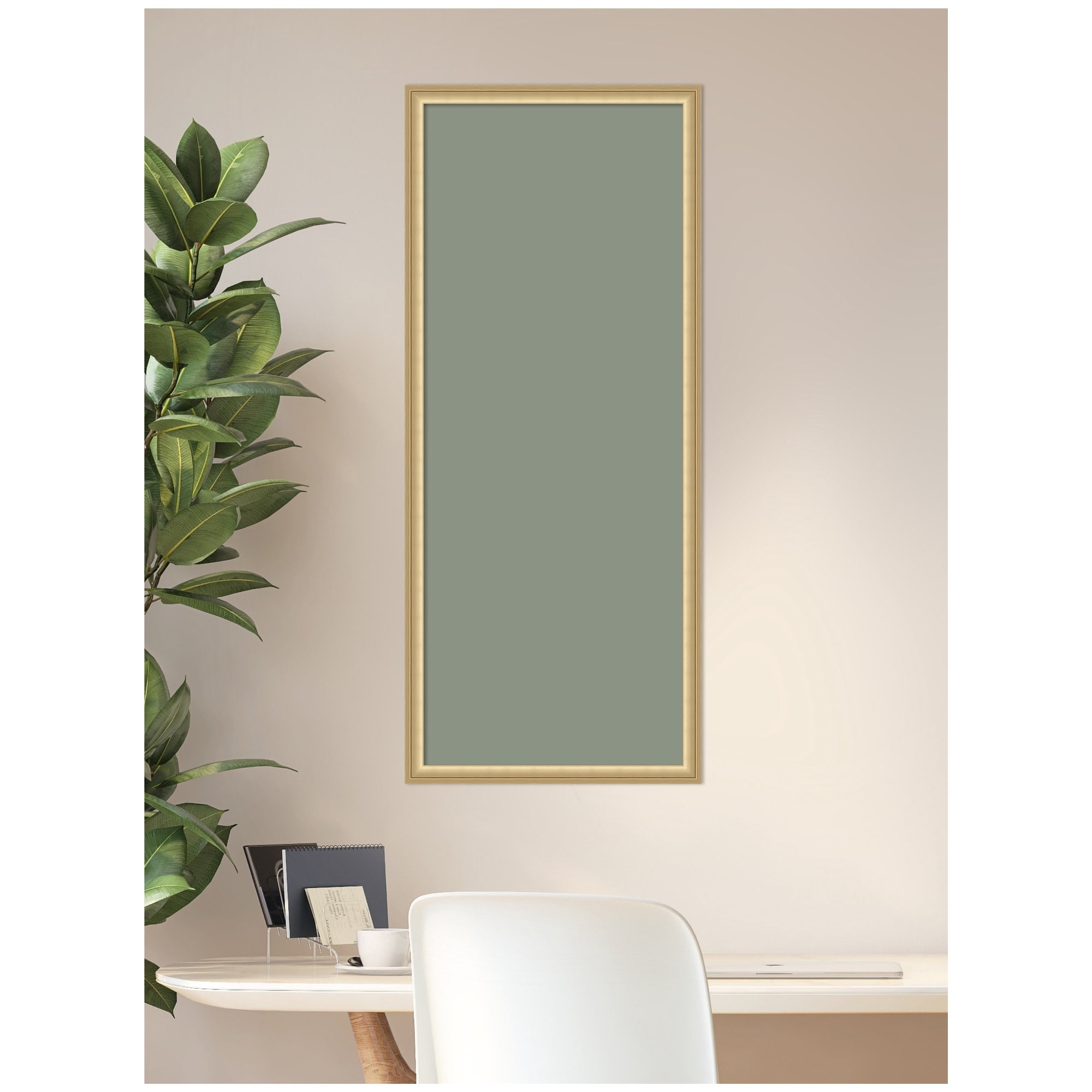 Kate and Laurel Framed Fabric Pinboard 18 x 42,  Printed Linen Classic Bulletin Board for Use as a Vision Board or Wall Organization, Florence Gold Frame