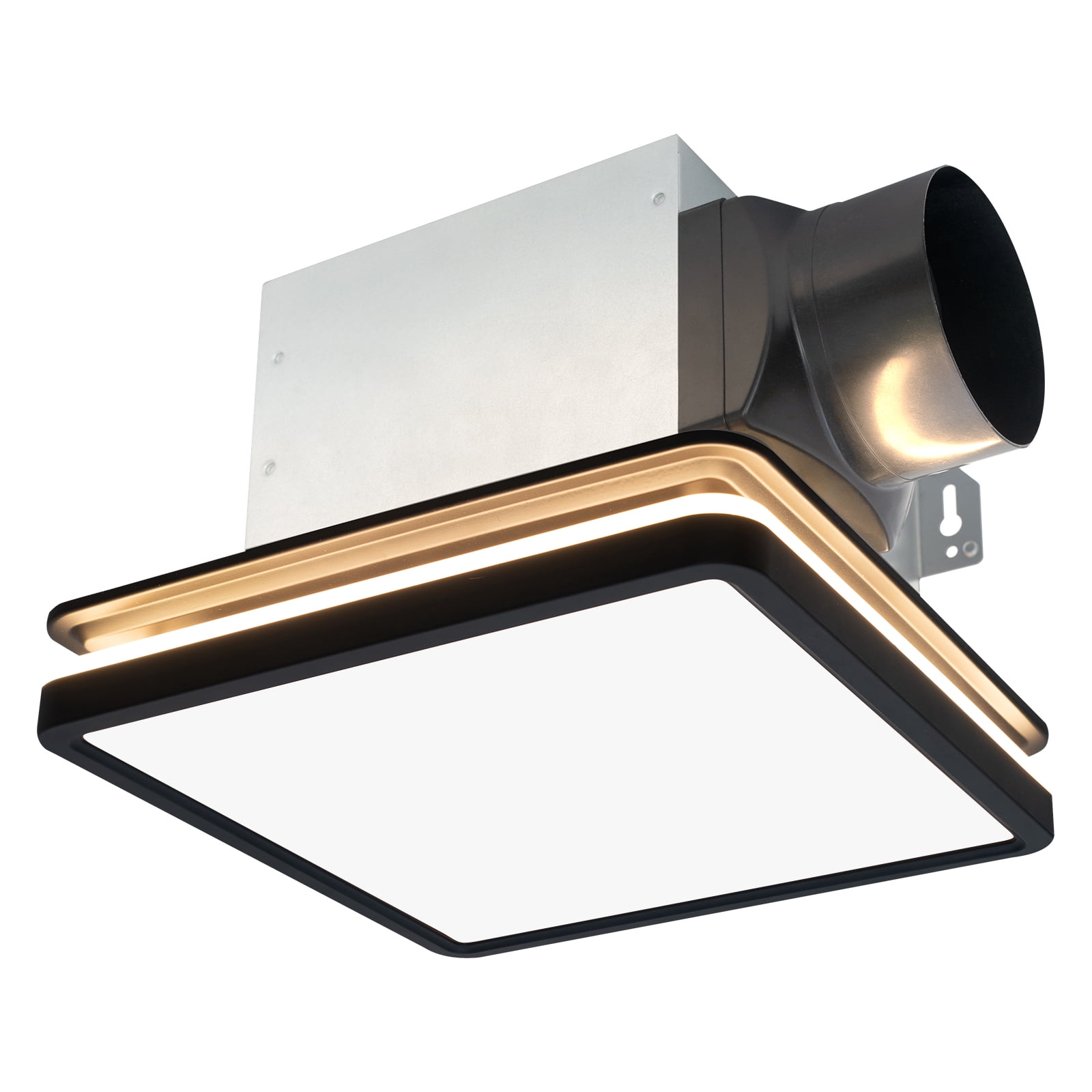 Akicon Bathroom Exhaust Fan with Light, 80CFM 2.0 Sones, 15W Dimmable 3CCT LED, 3.5W Nightlight, Square Ceiling Vent Fan for Home, Black