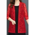 thumbnail image 3 of Akafmk Summer Plus Size Cardigans for Women,Lightweight Open-Front Cardigan,Women Long-sleeved Slim Fitting Lace Shirt Sun Protection Clothing Mid Length Outerwear Top Loose Cover Up Jackets Tops, 3 of 3
