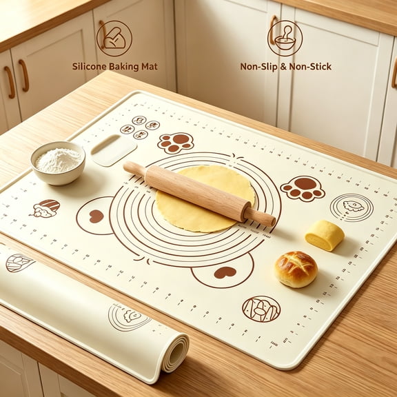 OTHER LOVE 28" x 20" Silicone Baking Mat, Extra Thick Non-Stick Dough Rolling Pastry Mat with Measurements