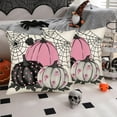 thumbnail image 4 of Halloween Pumpkin Decoration Pillow Covers 16x16 Inch Set of 2 Pink Black Polka Dot Pumpkin Ghost Spooky Spider Web Throw Pillow Cases Autumn Halloween Home Decor Cushion Cover, 4 of 6