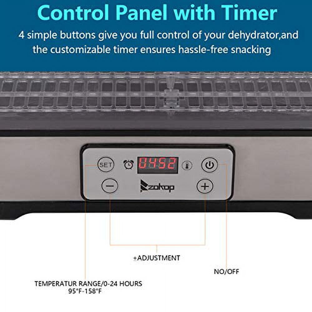 Kepooman Large Food Dehydrator with 5pcs Movable Trays, Temperature Time Adjustable, Height Adjustable, Fruit Dryer Meat Jerky Herbs BPA-Free Kepooman Large Food Dehydrator with 5pcs Movable Trays, Temperature Time Adjustable, Height Adjustable, Fruit Dryer Meat Jerky Herbs BPA-Free