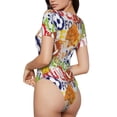 thumbnail image 3 of Gaeub Balls Women'S Short Sleeve One Piece Swimsuit Sexy High-Waisted Bodysuit For Swimming, Beach, Sports - Small, 3 of 9