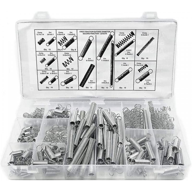 Assortiment de Ressort de Compression et d'Extension, Kit de Matériel d'Assortiment de Ressort en Métal et Acier, 200 Pcs/boîte