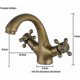 thumbnail image 3 of Retro Antique Brass Bathroom Faucet Two Handle Basin Mixer Tap Brushed Nostalgic Bathroom Mixer Tap, 3 of 5