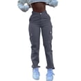 thumbnail image 2 of Cargo Jeans For Women Mid With Elastic Waist Plus Size Skinny Lifting Denim With Pockets, 2 of 7