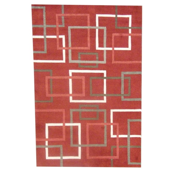 Wahi Rugs Hand Knotted Modern Tibetan Block Design 5'0"x8'0" -W840