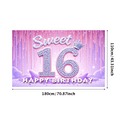 thumbnail image 3 of Glitter Theme Sweet 16 Birthday Banner Decorative Design Gemstone Accents Party Decoration for Birthday Party Celebration Photo Shoot, 3 of 5