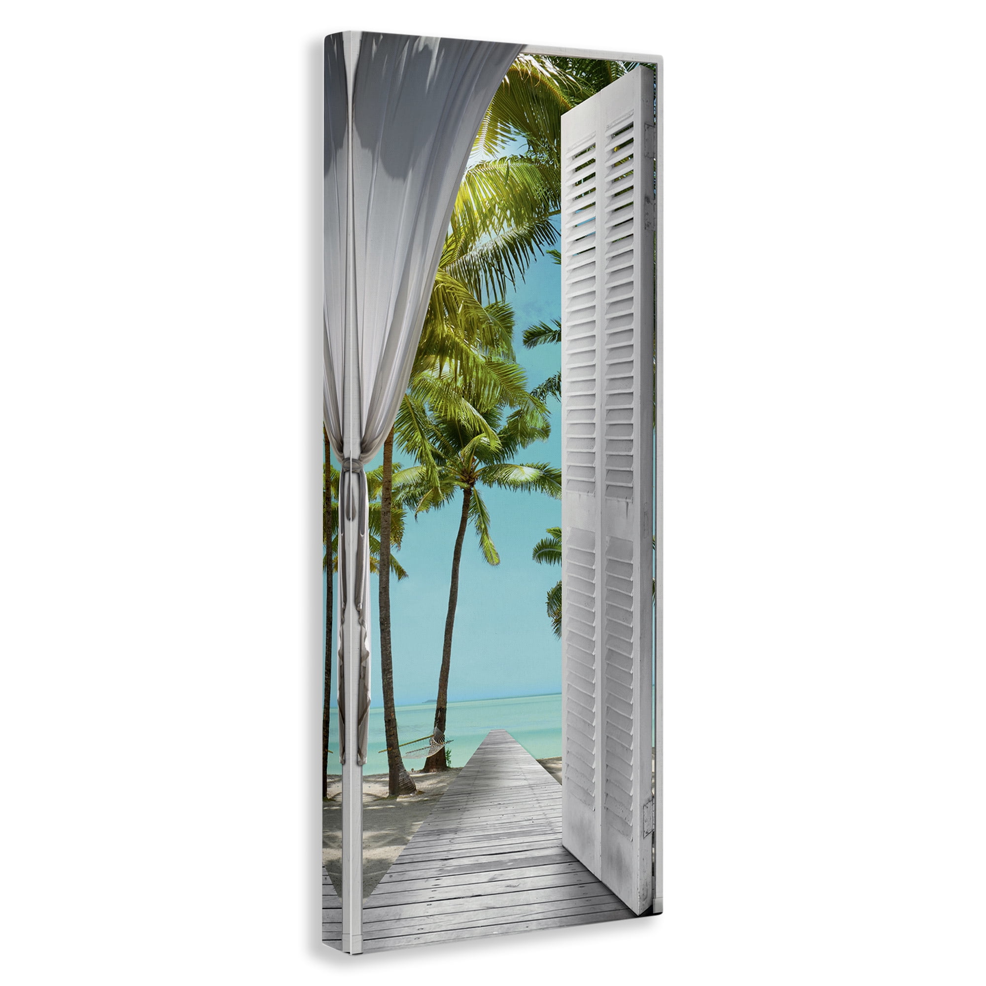 Stupell Industries Tropical Beach Villa View Nautical & Beach Painting Wrapped Canvas Art Print Wall Art, 13 x 30