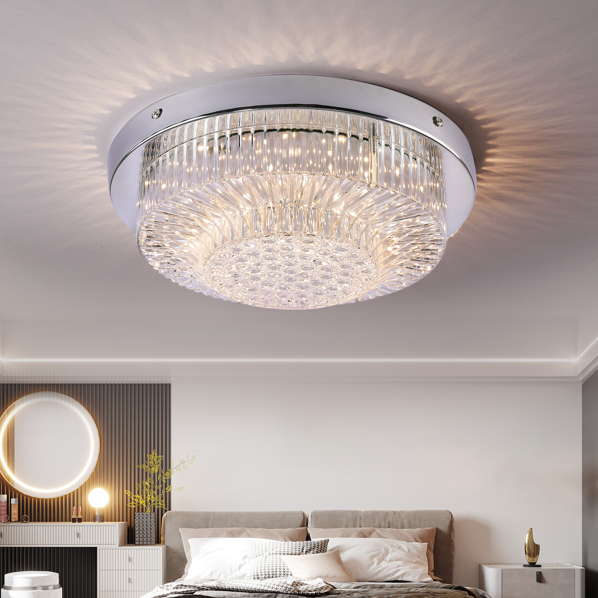 GALTLAP Ceiling Light Fixture 12 Inch Round Dimmable with Chrome Finish