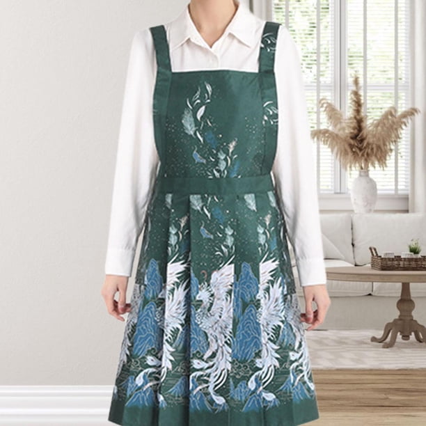 Delantal de mujer, delantal de cocina, falda para el hogar, paño de trabajo impermeable de estilo Retro, delantal de estilo chino para cocinar en