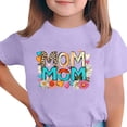 thumbnail image 1 of Zpanxa T-Shirts pour Tout-Petites Fille Imprimé Fête des Mères Col Rond Manches Courtes Haut Polyester Spandex 3-4 Ans, 1 of 5