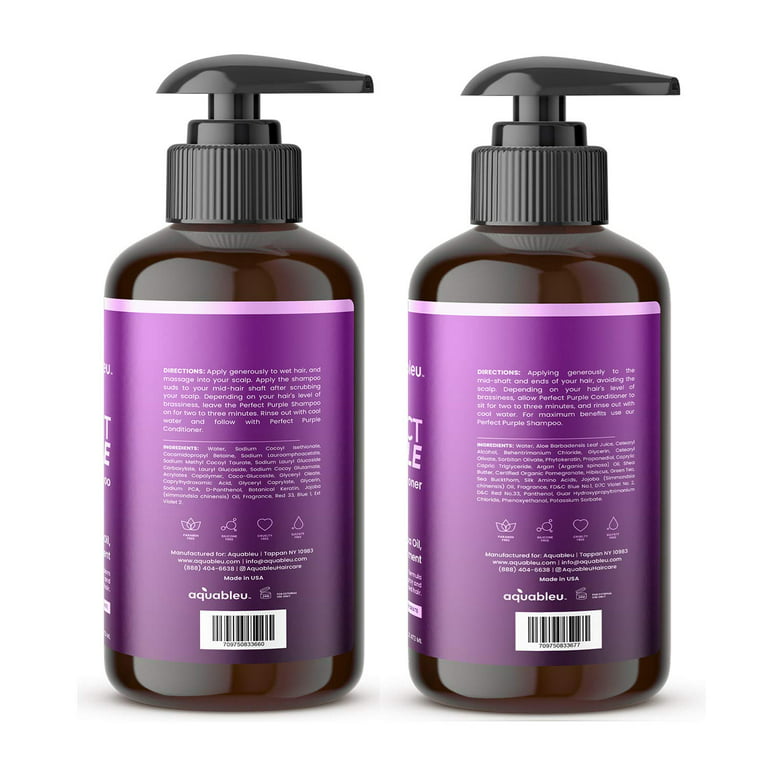 Burger redde Stearinlys Aquableu Perfect Purple Shampoo & Conditioner Set – Color Correcting to  Remove Brassy & Unwanted Yellow Tones – For Silver, Gray, Blond, Bleached &  Highlighted Hair – Moisturizing & Illuminating –16oz - Walmart.com