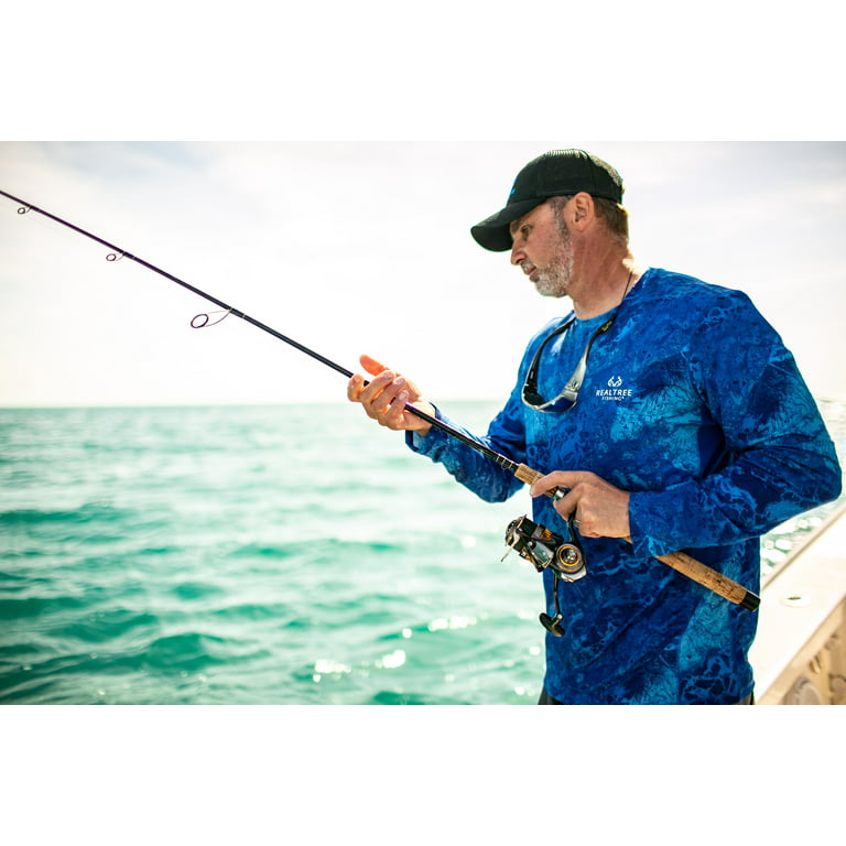 Realtree Wav3 Camo Standard Blue Long Sleeve Performance Fishing
