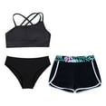 thumbnail image 3 of HULIJA Kids Girls 3 Piece Tankini Swimsuits Crop Top Bottom Sleeveless Surfing Bathing Suit Swimwear Black 14, 3 of 7