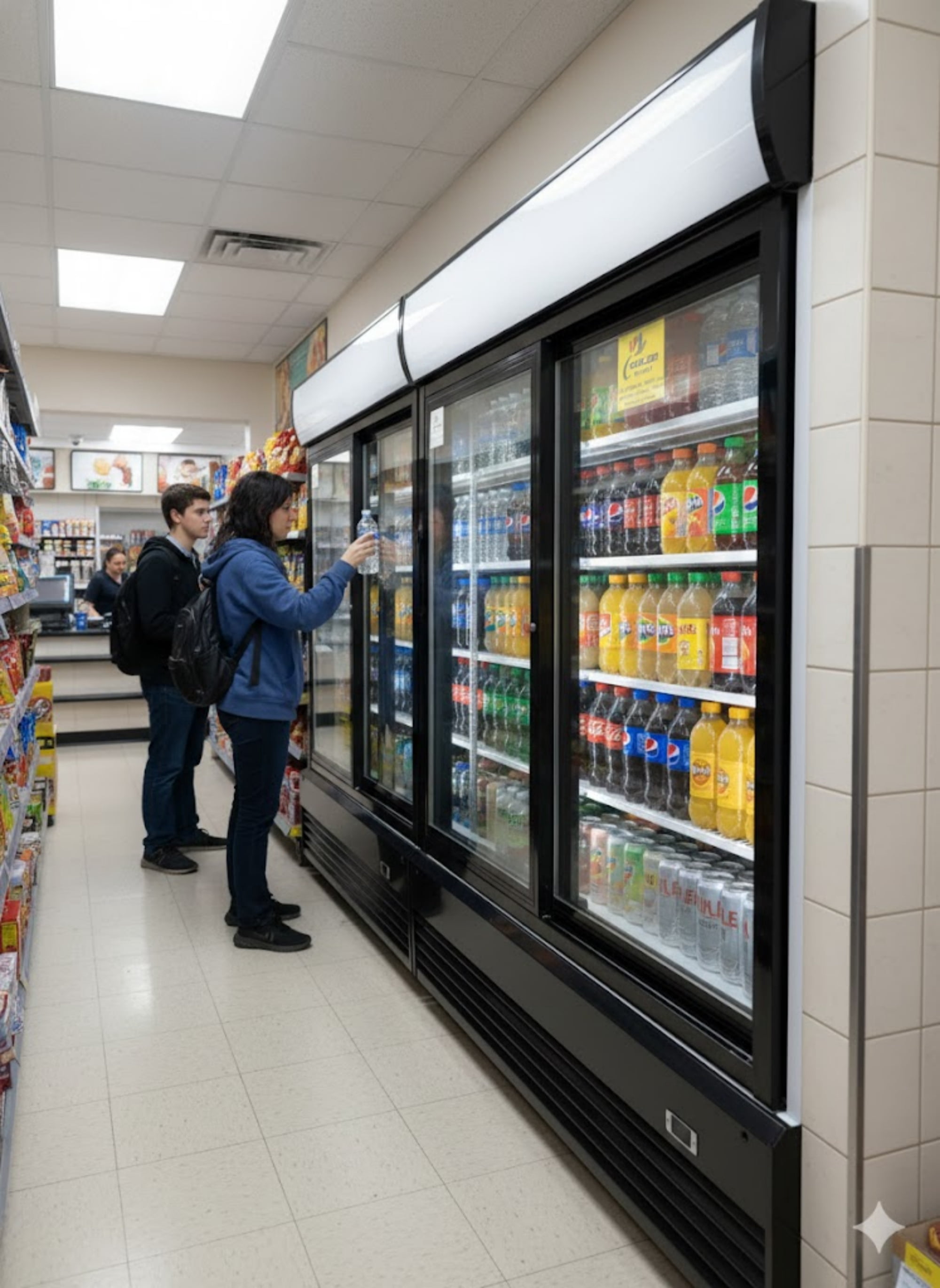 Cooler Depot NSF 48 in. Commercial Beverage Refrigerator, Two Sliding Glass Doors, LED Lighting