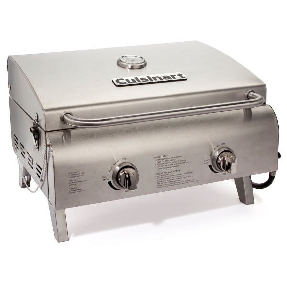 Cuisinart Chef's Style Stainless 2 Burner Tabletop Portable Gas Grill, Silver