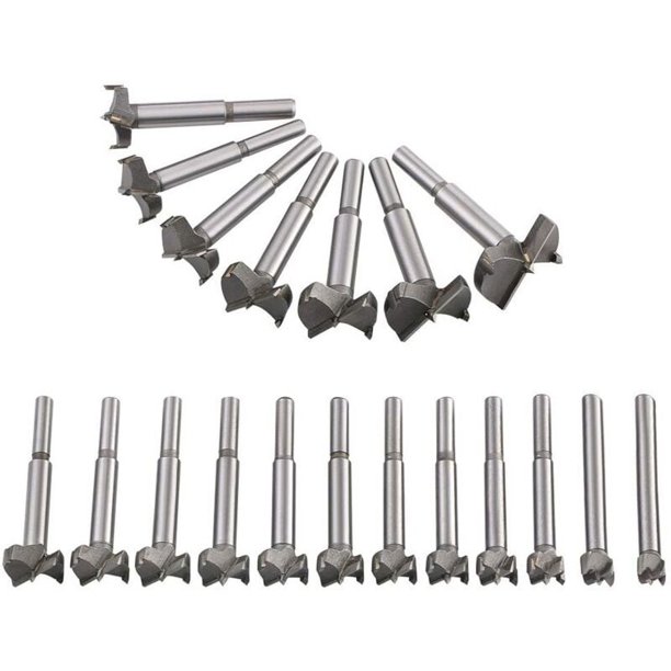 Brocas para madera 19 piezas (10 mm - 40 mm) Avellanador de carburo, instalación de puertas esféricas, cajones, Brocas para dar forma a agujeros limpios y planos en la base de la madera