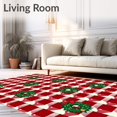 thumbnail image 2 of ODIKA 3'x5' Machine Washable Non-Slip Area Rug, Jolly Season Farmhouse Checkered Walkway High Traffic Rug with Pad, Red, 628289, 2 of 8