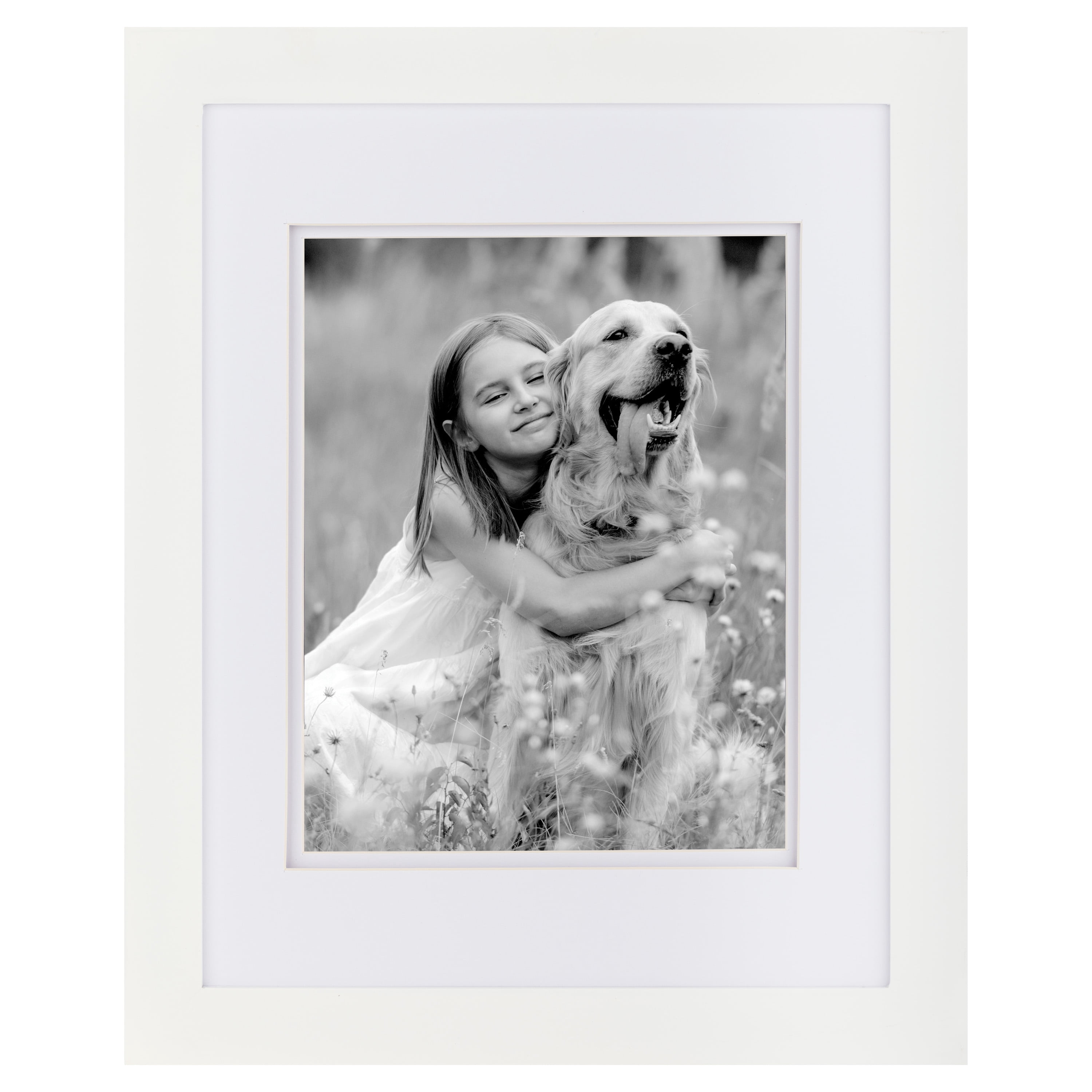 Gallery Solutions 11"x14" Wall Mount/Tabletop Picture Frame Double Matted to 8"x10" -White