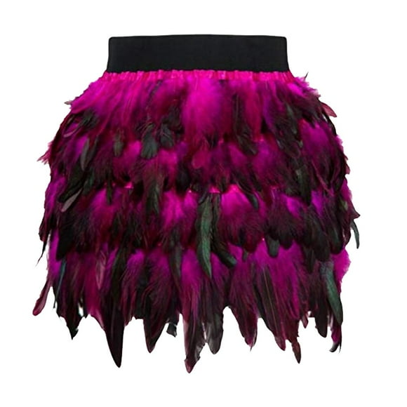 iTNHFP Casual Dresses for Women Women Christmas Santa Feather A Line Mini Skirt