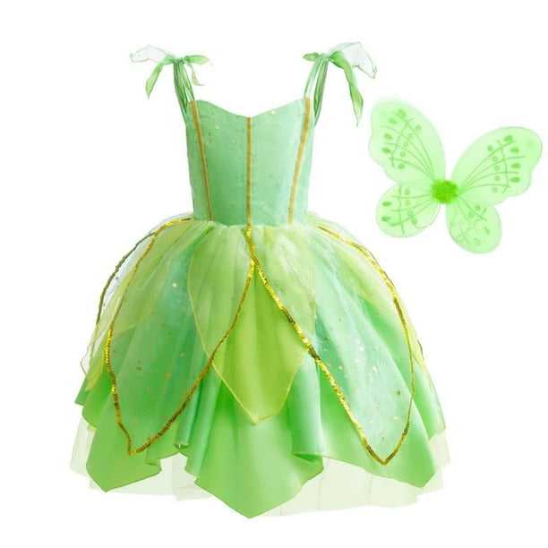Vestido de disfraz Dressy Daisy Fancy Fairy Green con alas 3T-4T