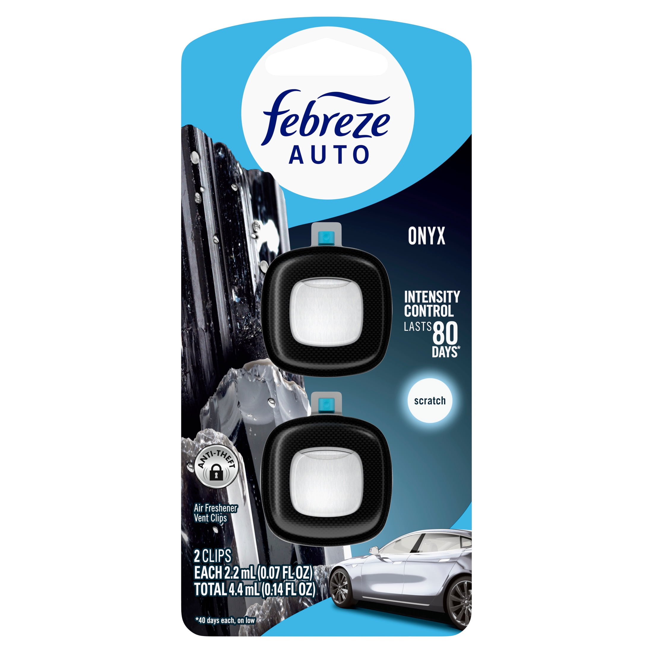 (8 pack) Febreze Odor-Fighting Auto Air Freshener, Car Vent Clip, Onyx, 2 Count
