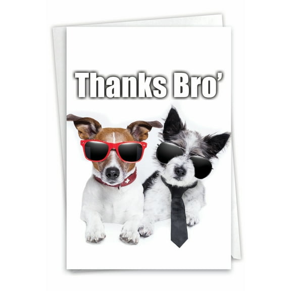 9112 Humorous Thank You Greeting Card 'Thanks Bro' Humor Paper ' with Envelope by NobleWorks