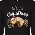 thumbnail image 4 of Inktastic Merry Christmas Cute Sloth with Santa Hat and Lights Long Sleeve T-Shirt, 4 of 5