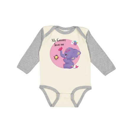 

Inktastic Granny Loves Me Yara Purple Elephant Cute Gift Baby Girl Long Sleeve Bodysuit