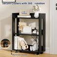 thumbnail image 6 of ALISENED 3 Tier Bookshelf and Bookcase with Wheels, Wood Small Nightstand, End Table Storage Rack, 6 of 11