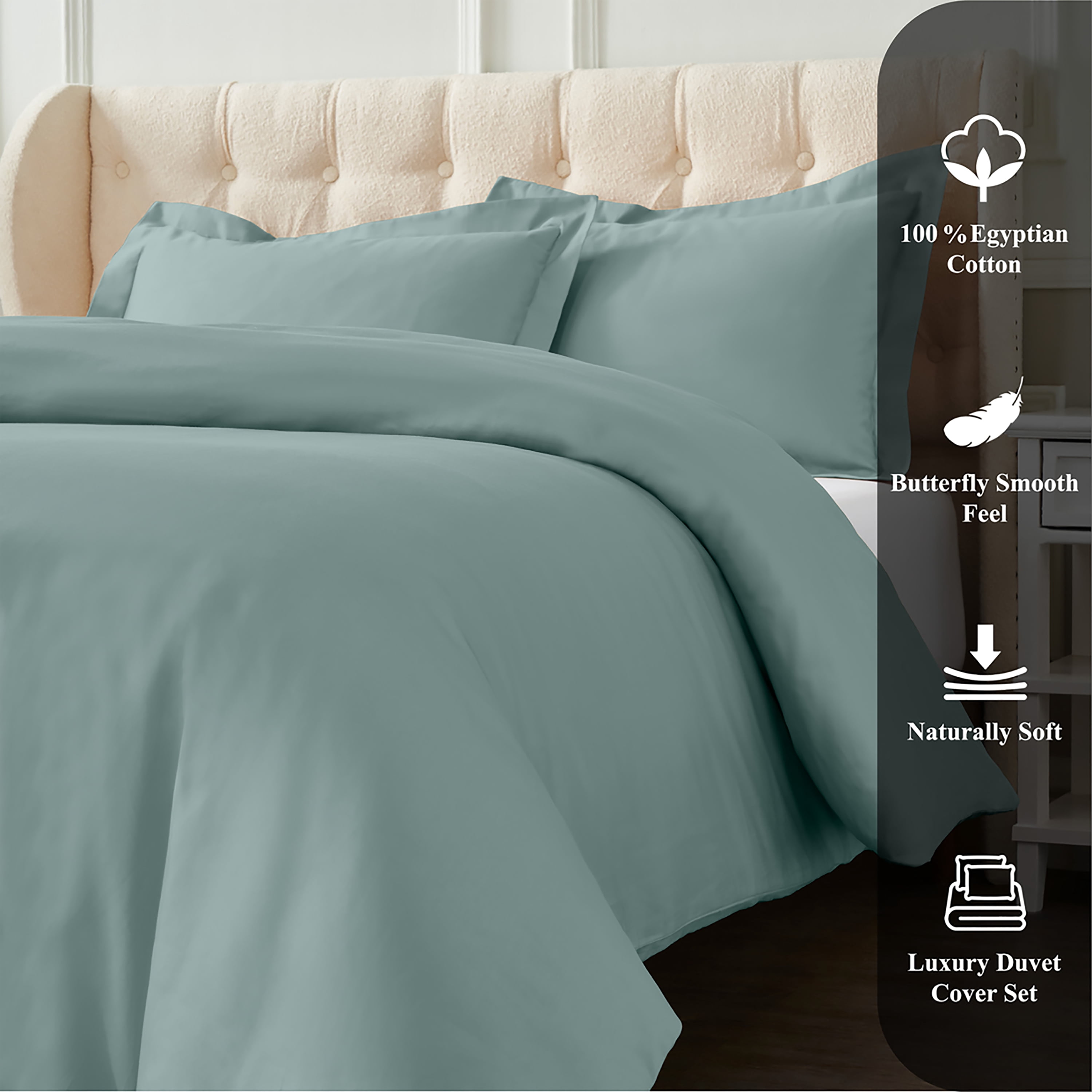 Superior Egyptian Cotton 1200 TC Solid Teal Duvet Set, King/California King
