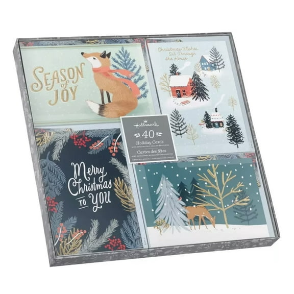 Hallmark Woodland Wishes 40 Pack Printed Christmas Cards