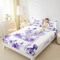 thumbnail image 4 of jejeloiu Cute Elephant Twin Sheet Sets,Zoo Animal Twin Fitted Sheet,Purple Flower Butterflies Flat Sheet For Boys Girl,Super Cozy Room Decor,3pcs, 4 of 7