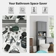 thumbnail image 2 of Walsunny Over The Toilet Storage Cabinet Bathroom Shelves Organizer Space Saver Freestanding Restroom Shelf with Doors Anti-Tip Device Adjustable Shelf Gray, 2 of 8